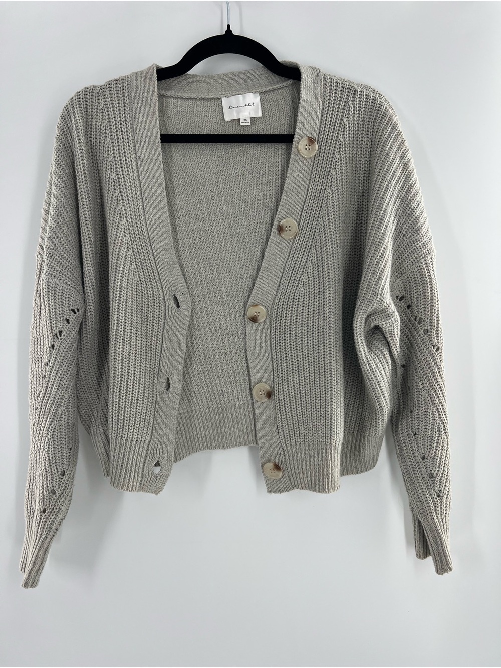Revolve Line and Dot Scarlett Asymmetrical Knit Cardigan Heathered Grey XS